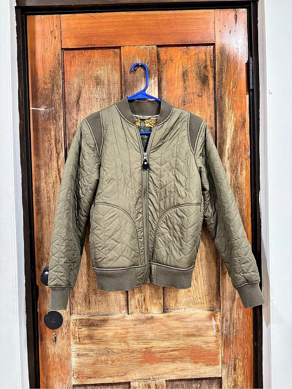 Prana Quilted Bomber Jacket in Green XS